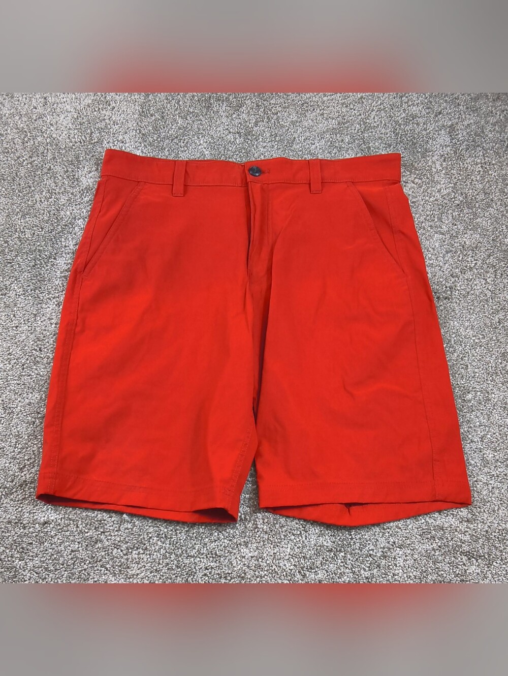 Eddie Bauer Travex Mens Shorts Size 33 Red Stretch Performance Hiking Orange Red